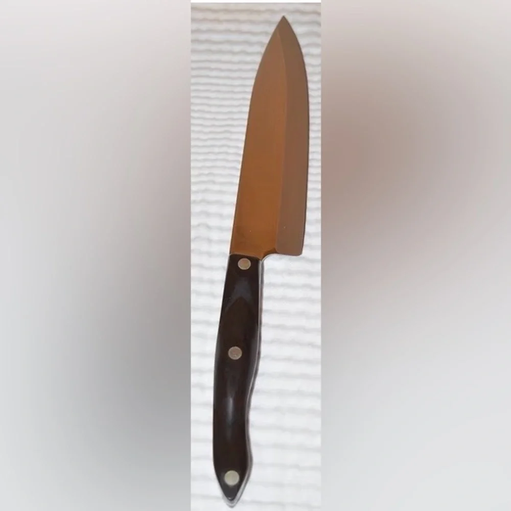 CUTCO 1728 Petite Chef Knife, brown handle, blade 7 3/4 inch, handle 5 1/2 inch